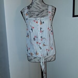 LOFT White Floral Camisole Top